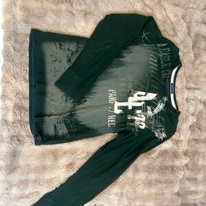 American Eagle Outfitters Green Crewneck with Blue Label